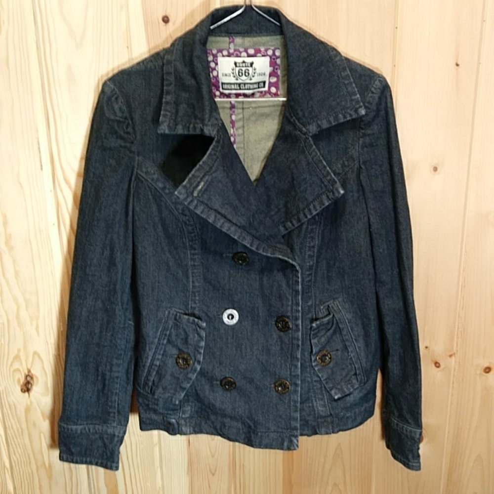 Route 66 Double-Breasted Denim Jean Jacket